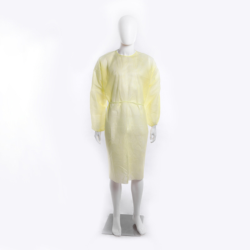 Bata de Aislamiento Médica Desechable 20-50GSM SMS/PP+PE Resistente a Líquidos con Puños de Punto Cierre en el Cuello Aprobada por CE ISO