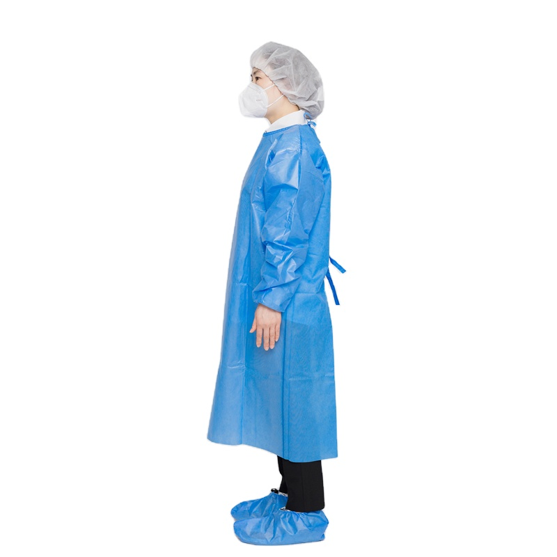 Bata de aislamiento universal desechable de PP no tejido con puño de punto, bata de aislamiento impermeable para uso en hospitales por médicos y enfermeras con certificación CE