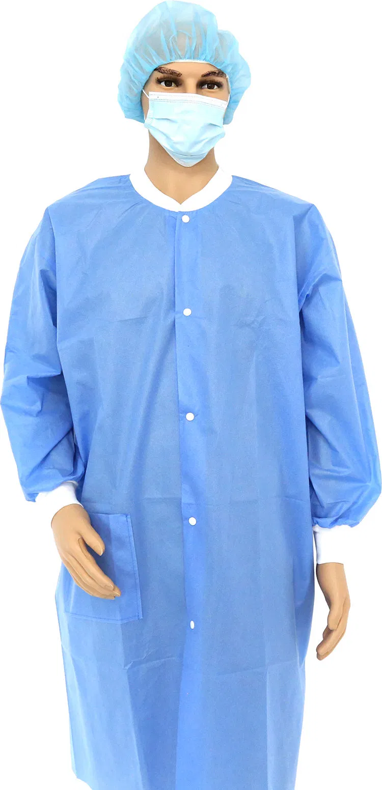 Conjunto de Scrubs Médicos y Bata de Laboratorio Blanca Desechable No Tejida Protectora para Uso Clínico Uniforme de Enfermera (YQD1-7)