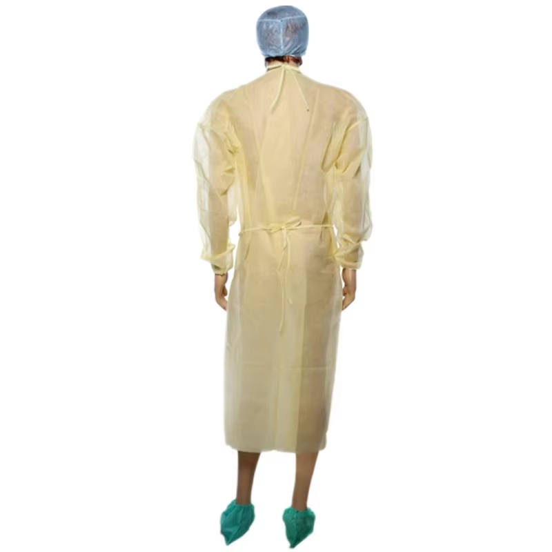 Fabricante Bata de Aislamiento PP PE Personalizada Impermeable Desechable con Puño de Tejido Bata de Aislamiento Bata de Aislamiento Entera