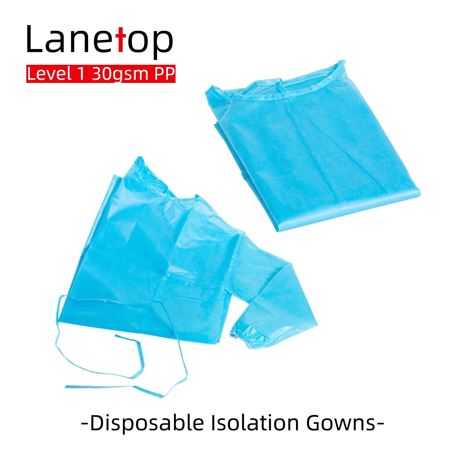 Gown de AAMI Nivel 1 Desechable 30GSM de PP No Tejido de Aislamiento