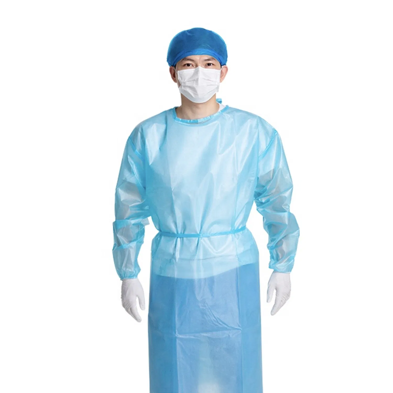 Gown de AAMI Nivel 1 Desechable 30GSM de PP No Tejido de Aislamiento