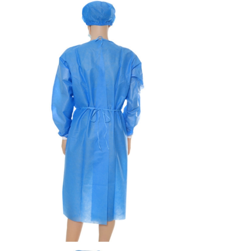 Bata de Aislamiento Desechable No Tejida SMS Nivel 2 Impermeable Bata Protectora Médica con Puño de Tejido OEM/ODM Disponible