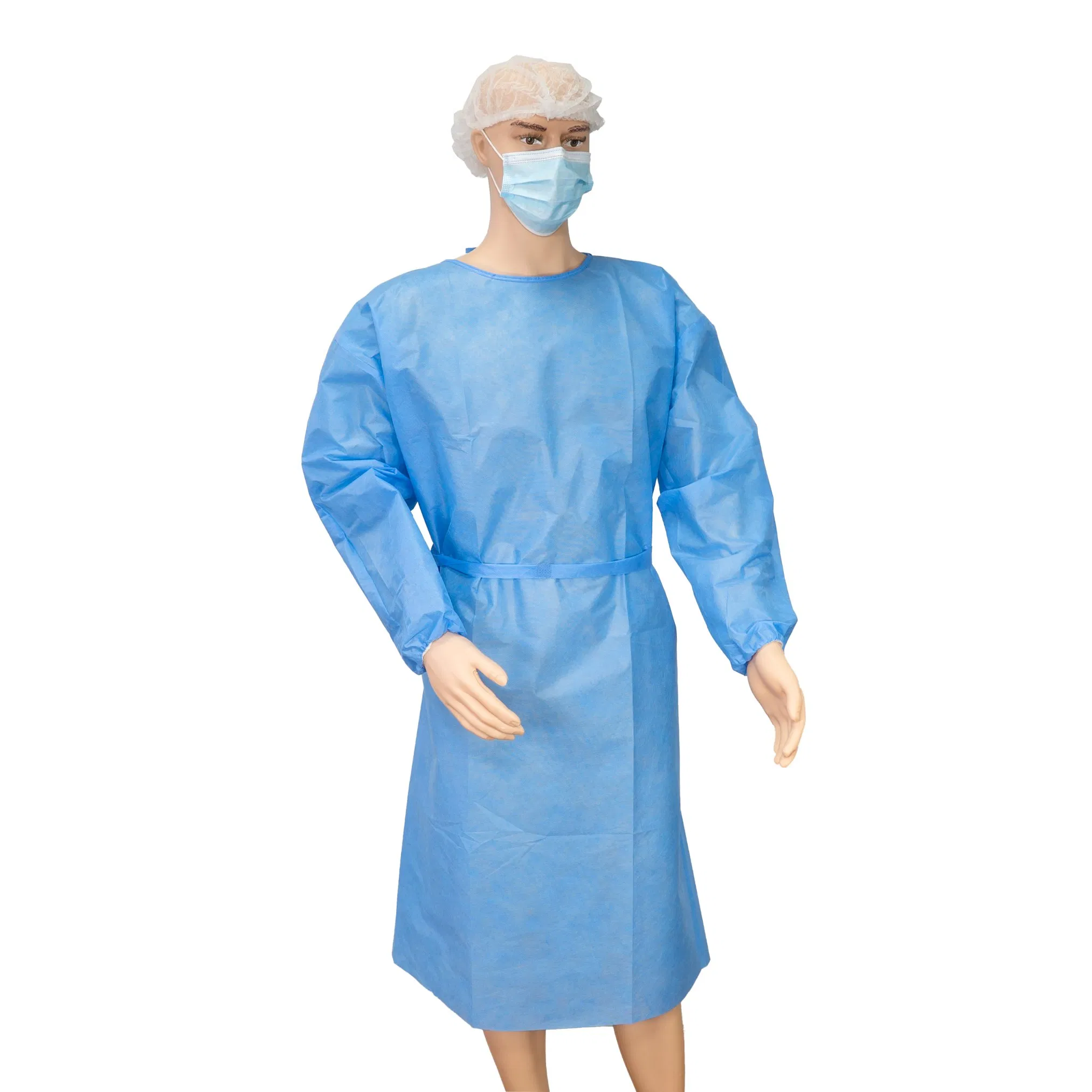 Apropiado para Uso Médico SMS30g 120*140cm Bata de Aislamiento Transpirable Resistente a Fluidos Material No Tejido