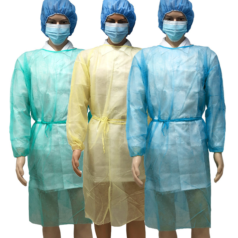 Bata de aislamiento desechable microporosa PP SMS, ropa quirúrgica impermeable desechable de no tejido