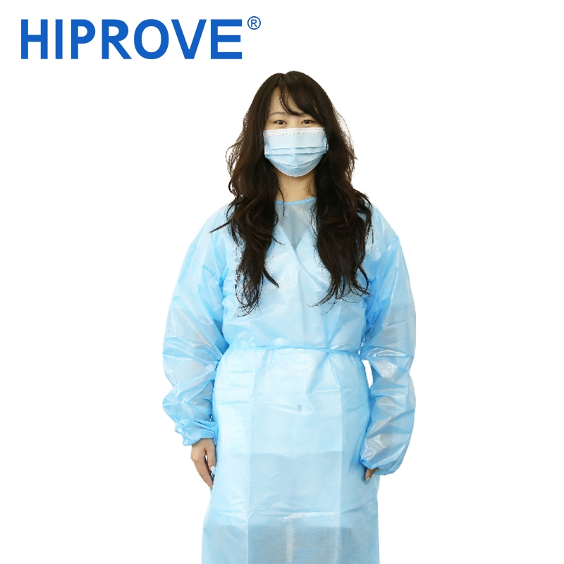 Uso hospitalario médico laboratorio bata desechable impermeable de PP PE SMS protectora reforzada de aislamiento quirúrgico con puño de punto