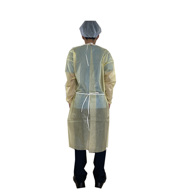 Fabricante chino bata desechable impermeable PP PE microporosa laminada de aislamiento