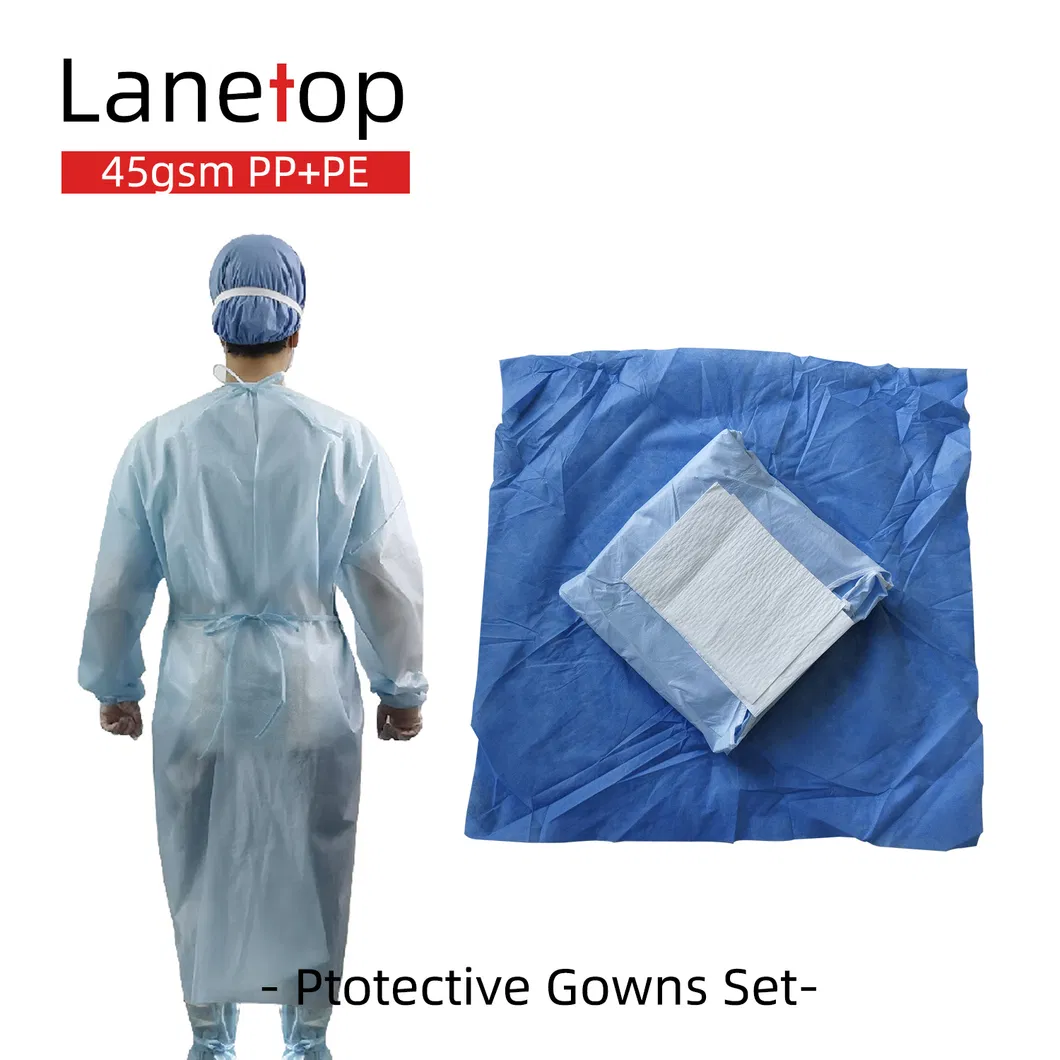 Conjunto de bata de aislamiento exterior transpirable completa con toalla de mano