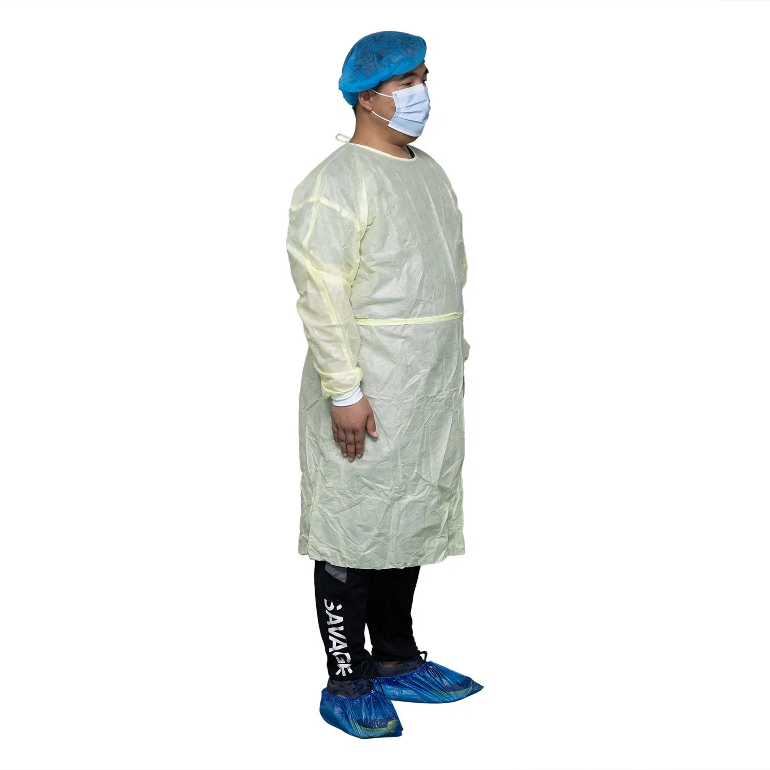 Bata de aislamiento suave SMS resistente a fluidos de traje de limpieza económico