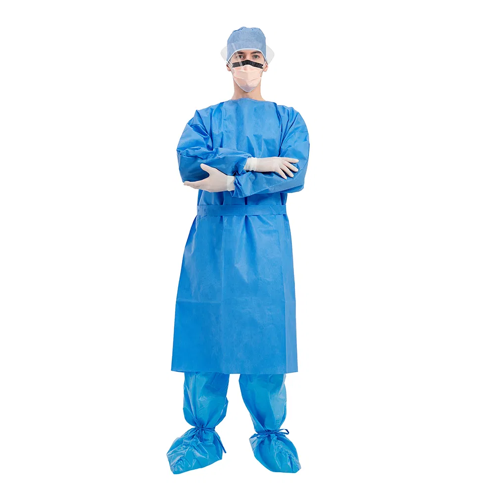 Bata de aislamiento médica desechable, bata protectora, bata de aislamiento quirúrgica de tela no tejida