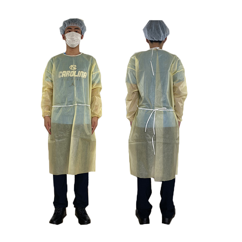 Venta Caliente Bata de Aislamiento PP 35 GSM Polipropileno No Tejido Mayorista Bata de Aislamiento