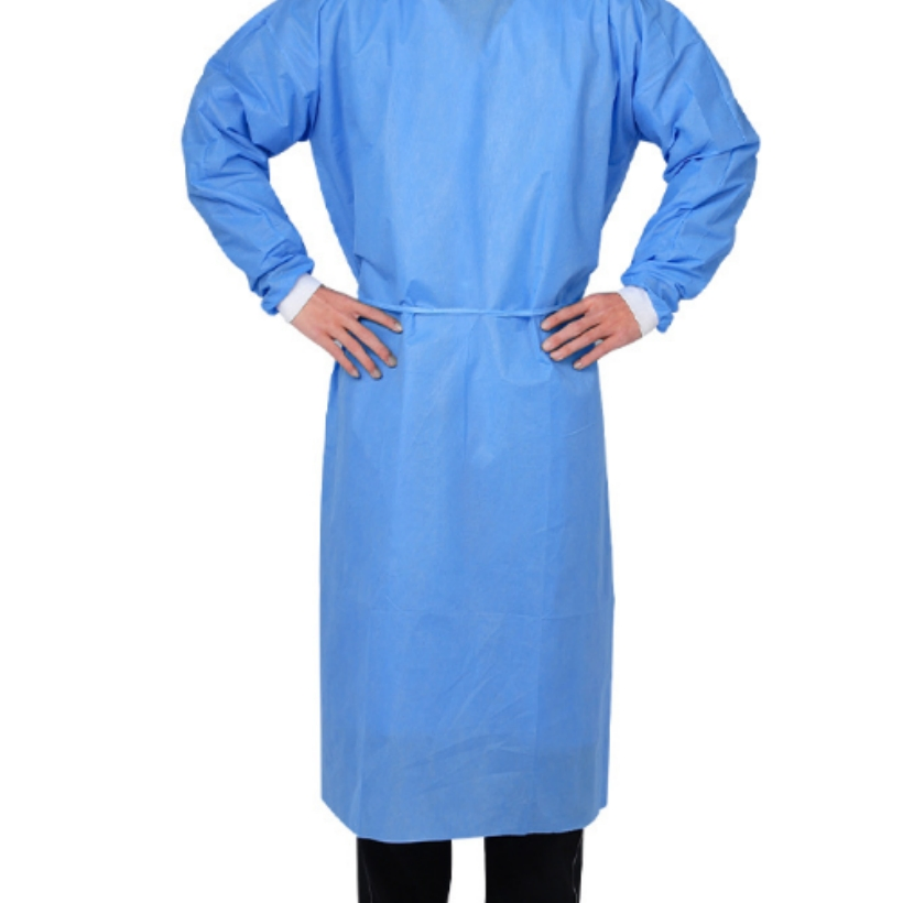Bata de Aislamiento Desechable No Tejida SMS Nivel 2 Impermeable Bata Protectora Médica con Puño de Tejido OEM/ODM Disponible