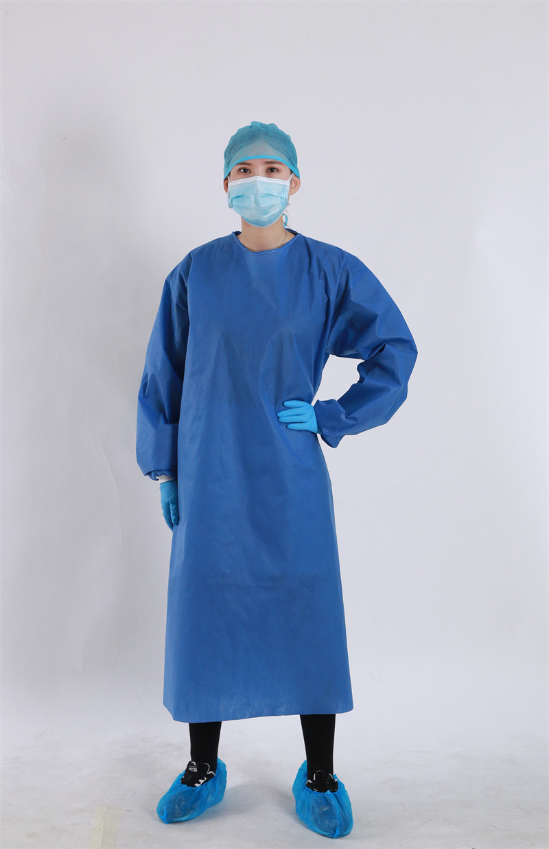 Nivel 3 Manguito de punto SMS impermeable de tela no tejida ropa protectora desechable bata quirúrgica estéril
