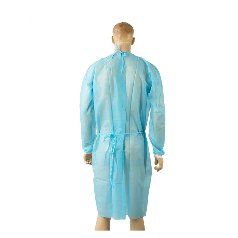 Bata de aislamiento desechable resistente a fluidos con mangas largas, ropa médica protectora