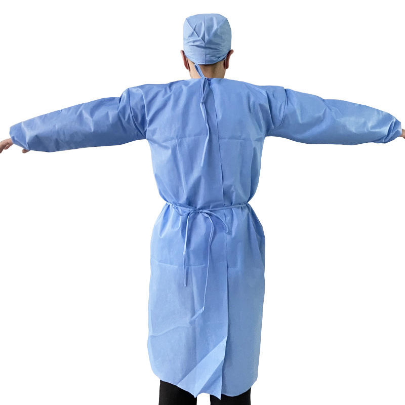 Bata estéril reforzada desechable de PP SMS PP+PE para hospital, médico, enfermera, ropa médica, aislamiento, bata quirúrgica