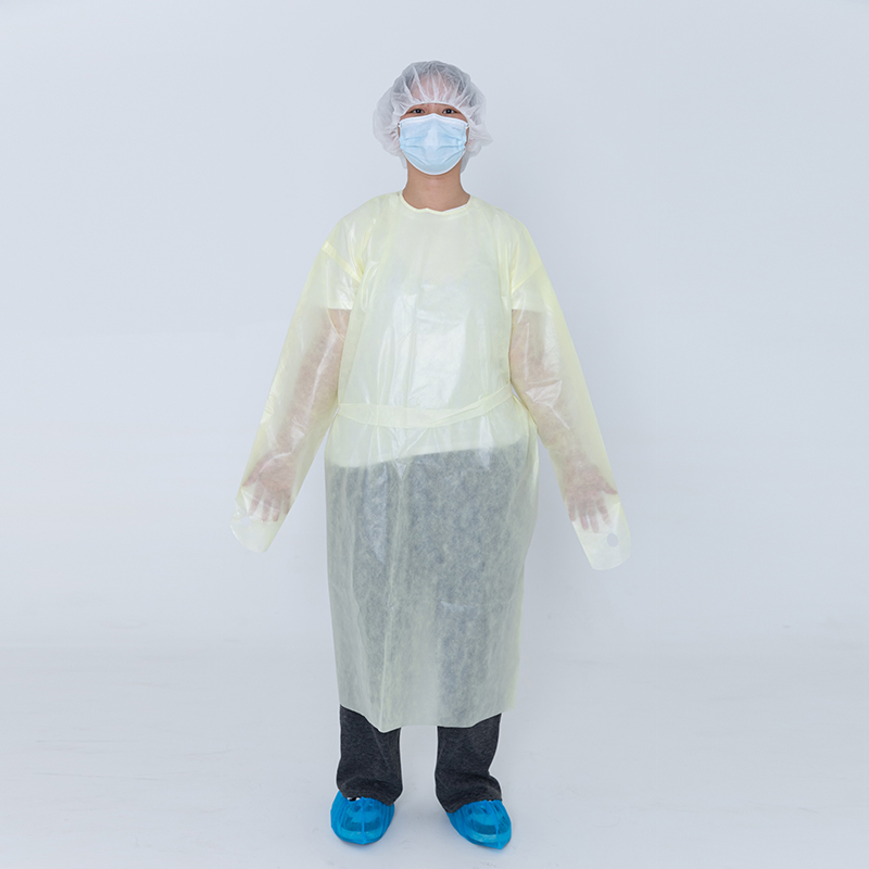 Bata quirúrgica desechable resistente a fluidos de PP+PE, impermeable, bata de aislamiento universal para uso de enfermeras en hospitales