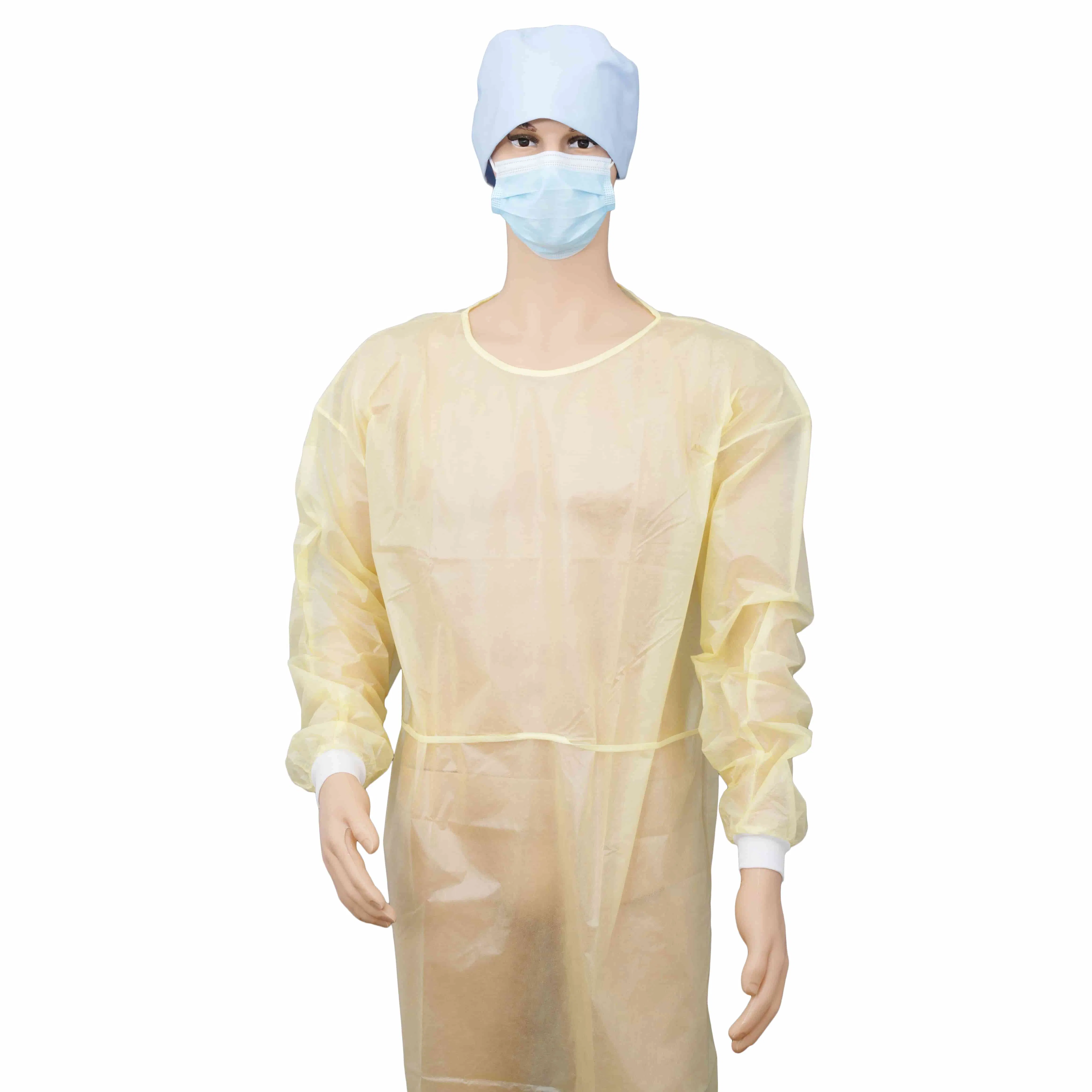 Bata de aislamiento médica desechable anti-salpicaduras