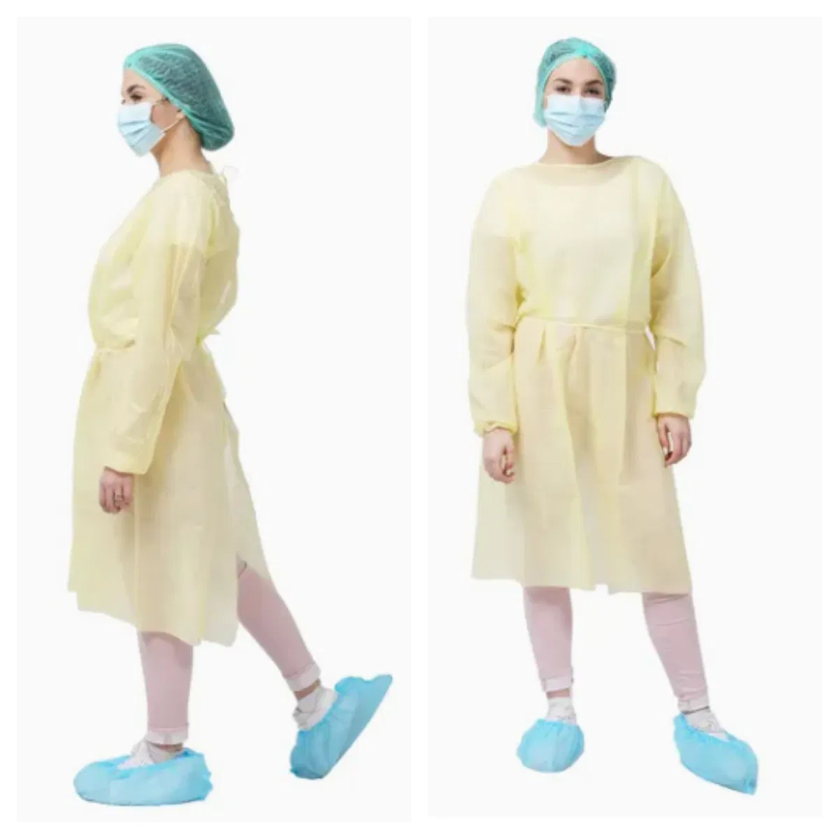 Bata de aislamiento desechable, transpirable y waterproof de PP no tejido para uso en hospitales y laboratorios
