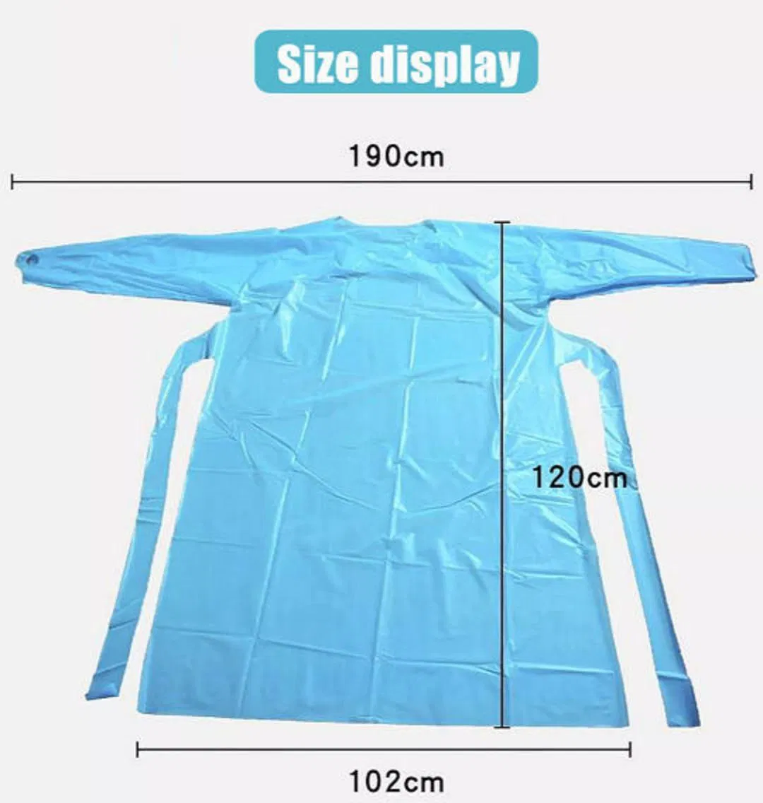 Bata quirúrgica desechable azul con lazo para el pulgar, ropa de aislamiento, traje de protección