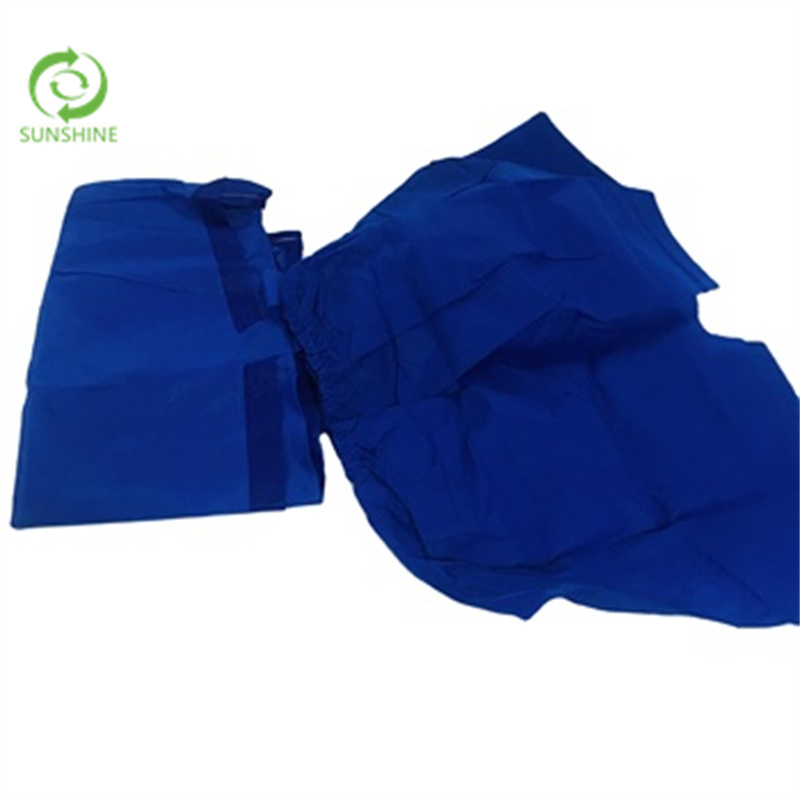 Tela no tejida Sunshine transpirable impermeable azul bata de aislamiento a precio de fábrica