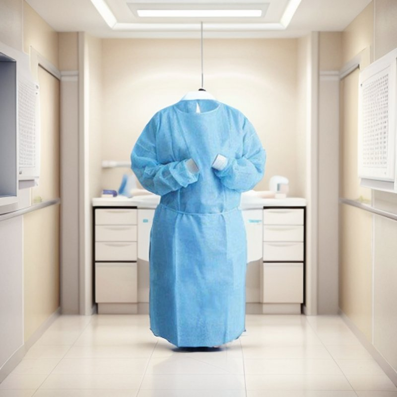 Nonsterile desechables estériles vestido ropa trajes de aislamiento, elástica y puños tejidos