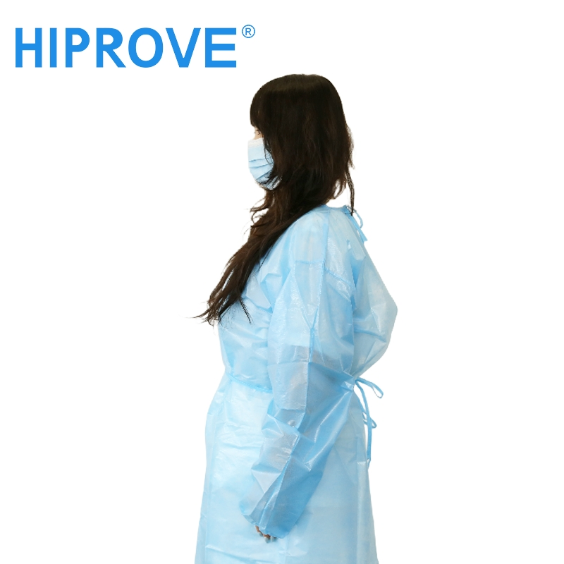Uso hospitalario médico laboratorio bata desechable impermeable de PP PE SMS protectora reforzada de aislamiento quirúrgico con puño de punto