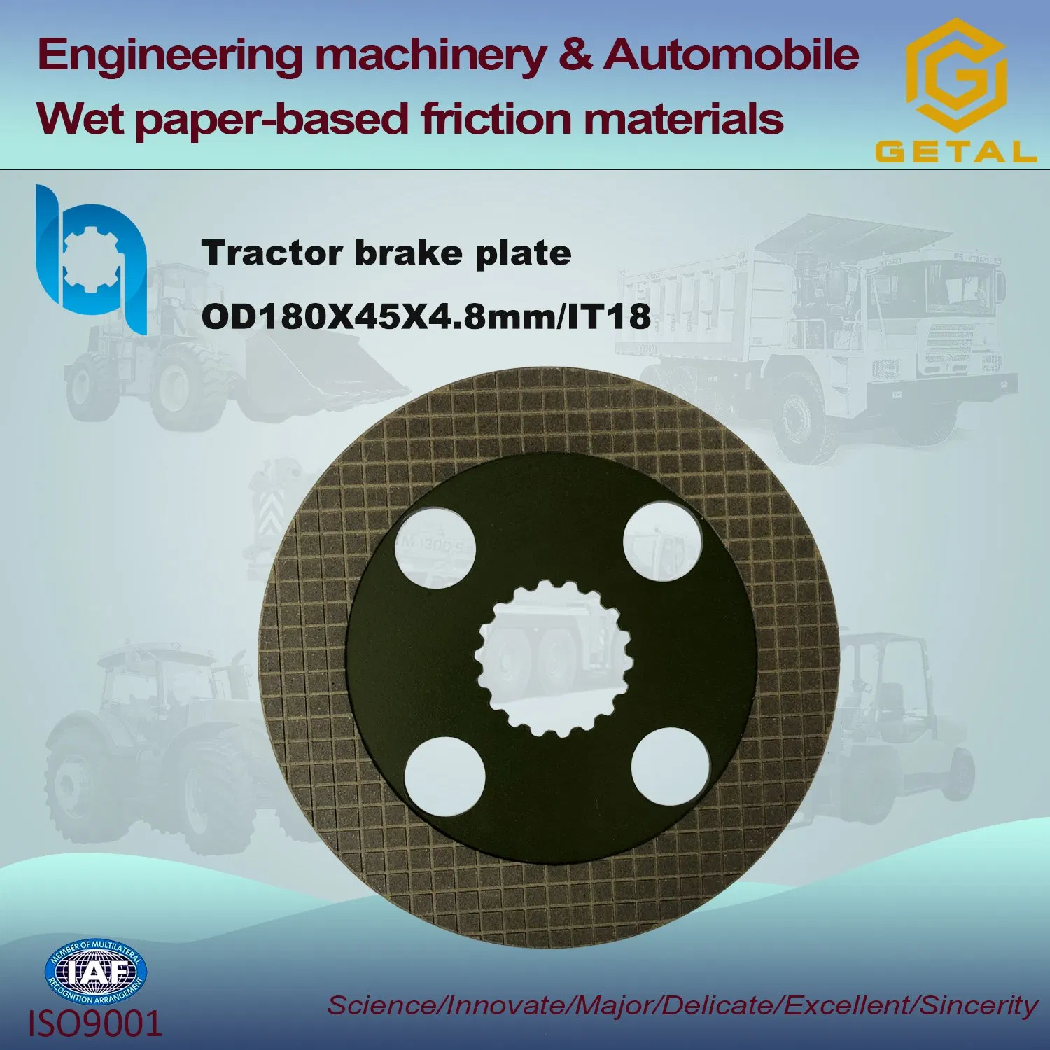 High Performance Round Clutch Disc for Backhoes Loader