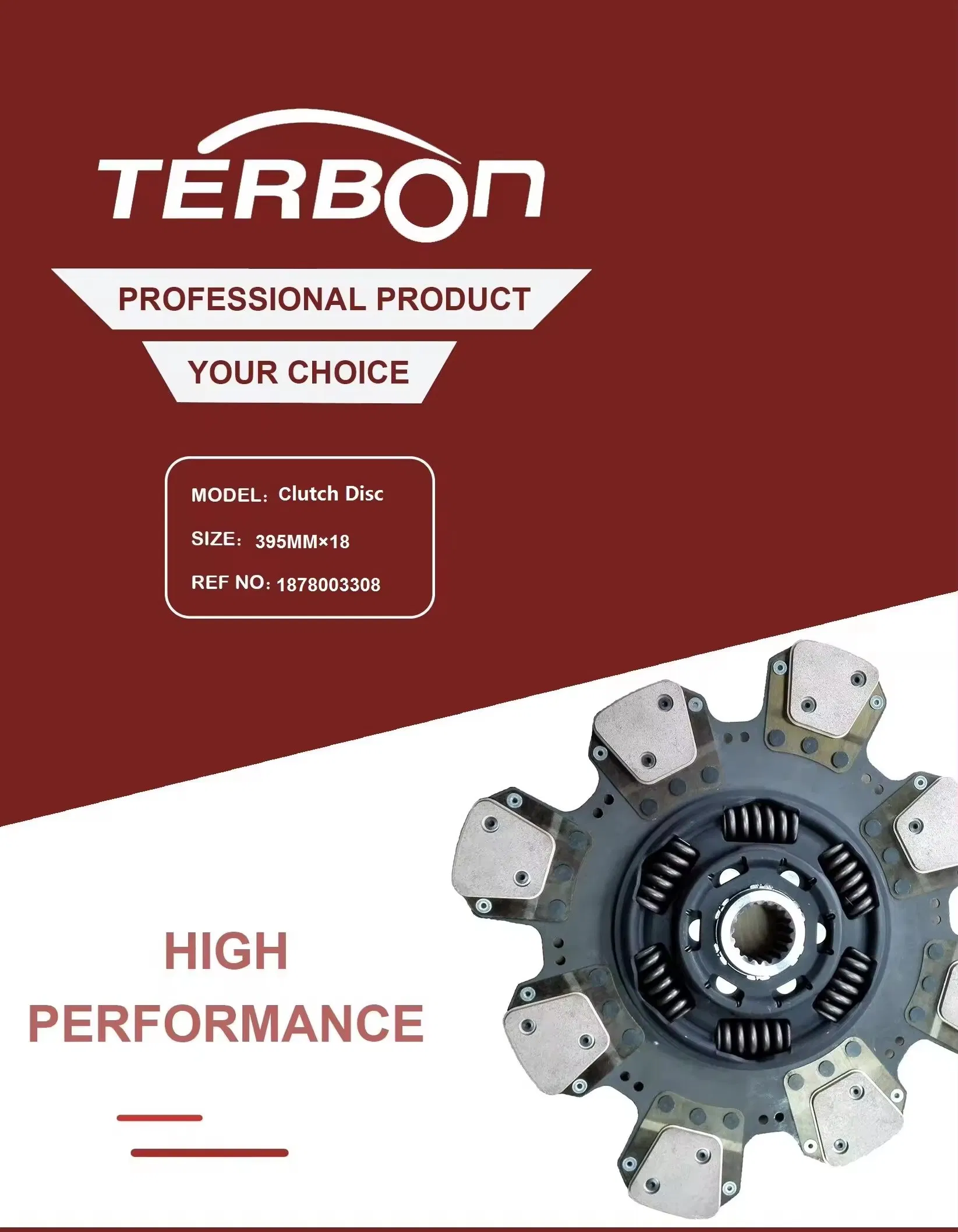 395mm 1878003308 Heavy Duty Truck Auto Spare Parts Ceramic Clutch Disc