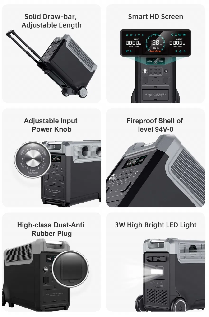 3600W محطة طاقة محمولة عالية السعة للرحلات الخارجية ورحلات RV