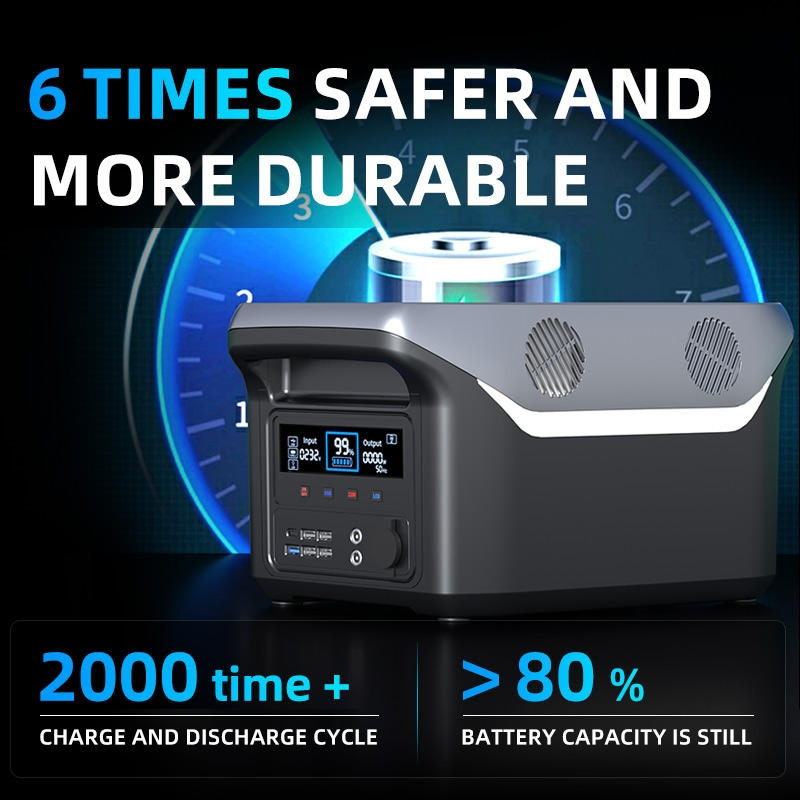 LiFePO4 بطارية ليثيوم UPS 1000W 1024wh محطة طاقة محمولة للطوارئ الشمسية الخارجية