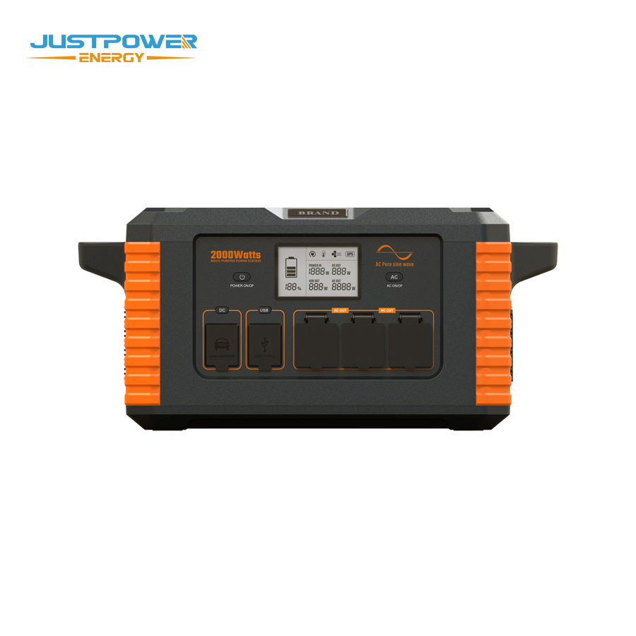 مولد شحن سريع لاسلكي بالطاقة الشمسية 2000W 220V محطة بنك طاقة محمولة ببطارية خلوية ثلاثية