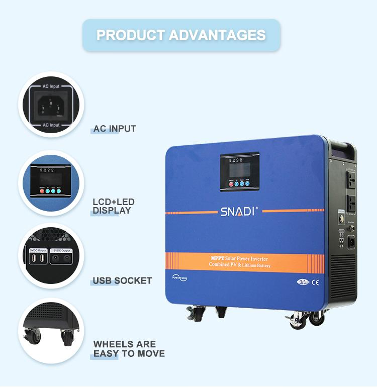 سنايدي بنك طاقة محمول 2200W 2560wh مولد شمسي للتخييم في الهواء الطلق وإمداد الطاقة المنزلية نظام طاقة شمسية