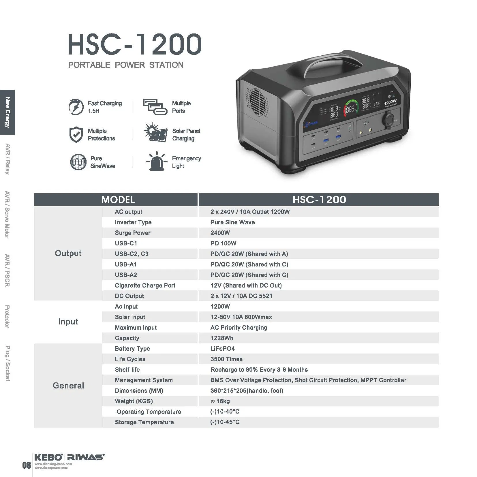 Hcs-800/1200 محطة طاقة صامتة صغيرة محمولة لجهاز CPAP والأجهزة الطبية