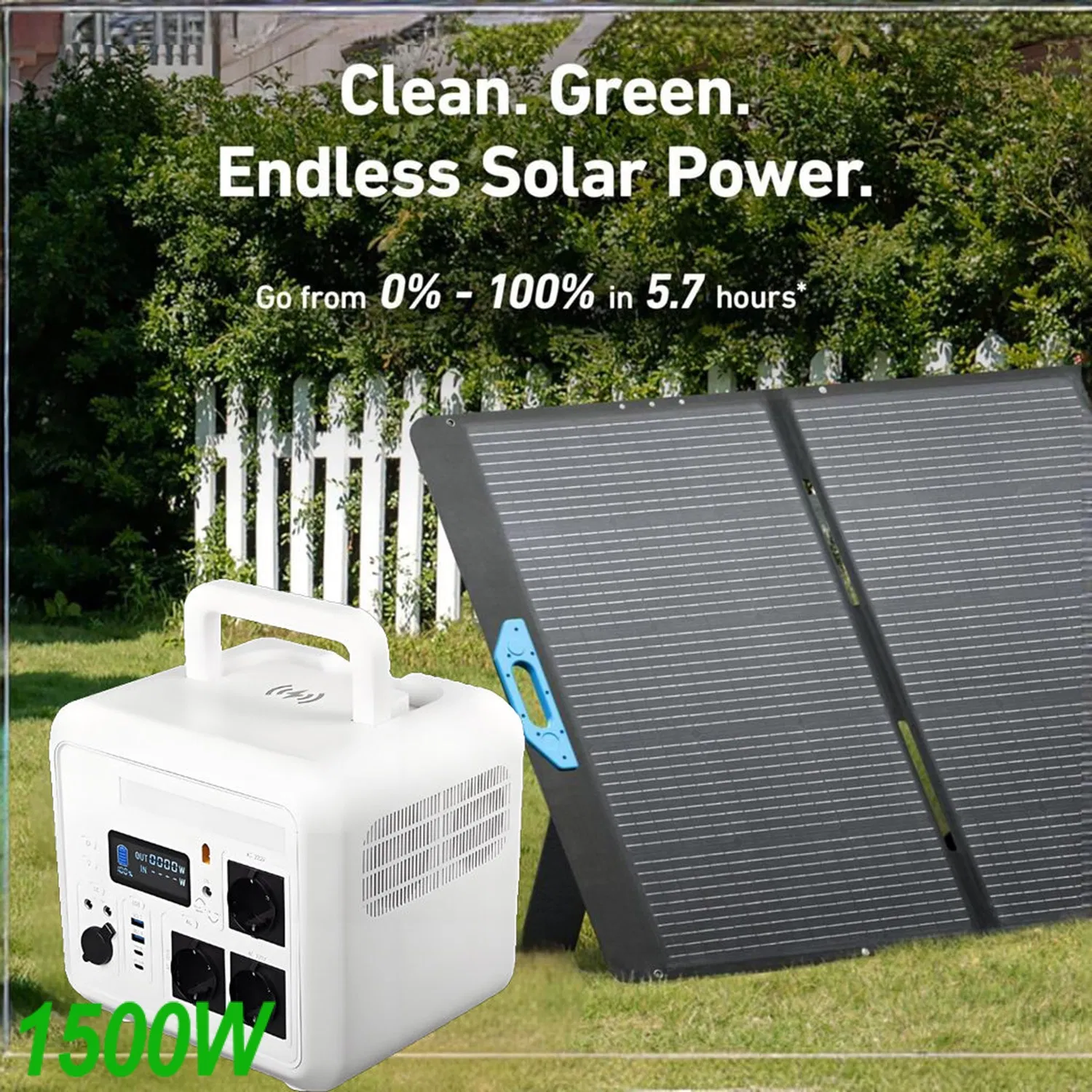 محطة طاقة محمولة 1500W, 1536wh LiFePO4 مولد شمسي، مصدر طاقة طارئ مع شحن شمسي للاستخدام المنزلي والتخييم