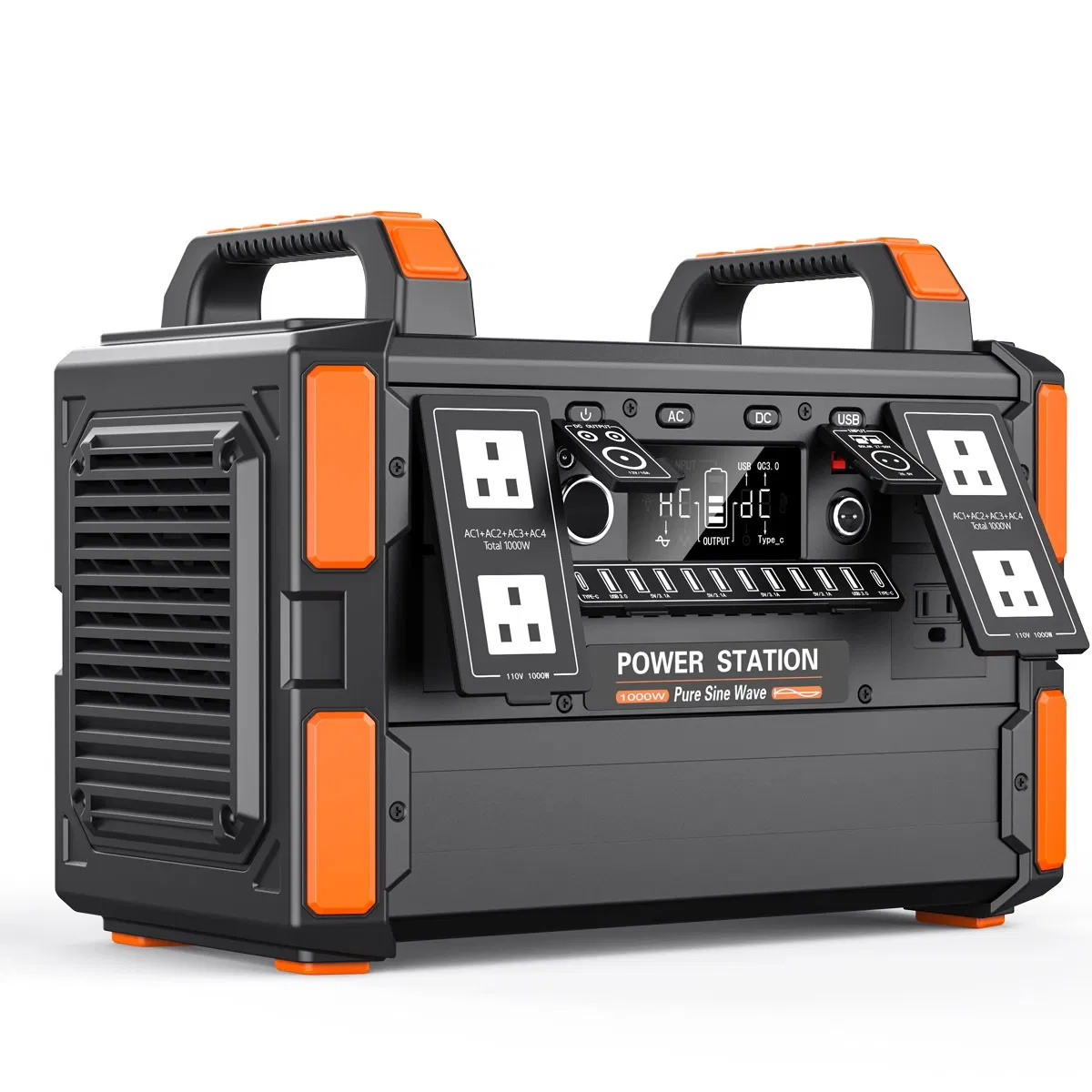 محطة طاقة محمولة قابلة لإعادة الشحن بالطاقة الشمسية 1000W بطارية ليثيوم LiFePO4