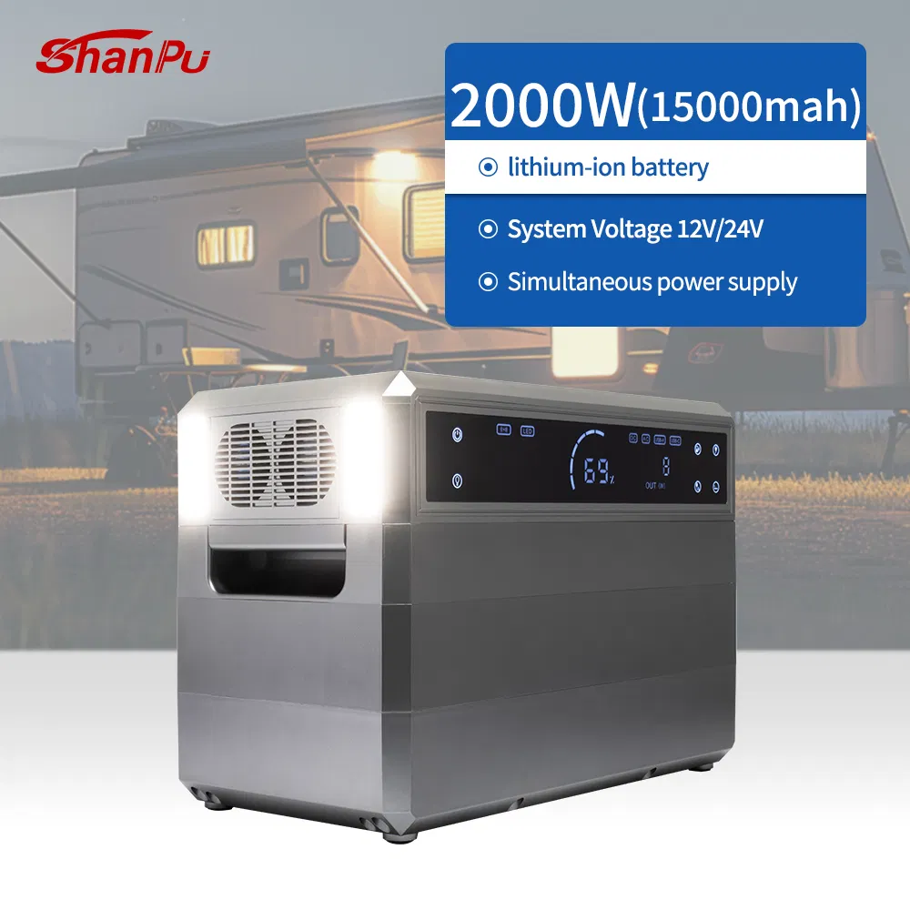مولد الطاقة الشمسية المحمول ببطارية ليثيوم من شانبو 2000W لـ 110V/220V