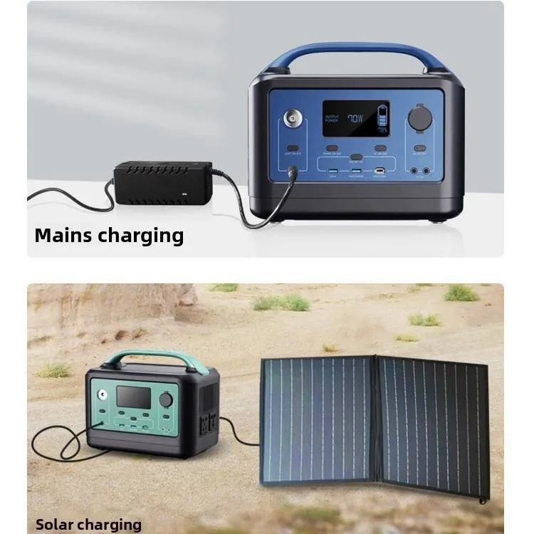 مولد الألواح الشمسية 800W 512wh نظام إضاءة منزلي ببطارية خارجية موجة جيبية نقية وحدة تحكم MPPT محطة طاقة محمولة
