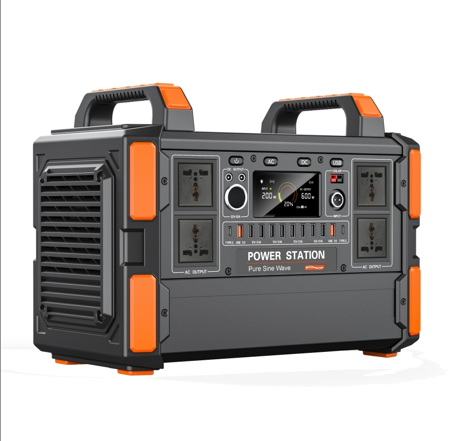 محطة طاقة محمولة 1200W/1008wh LiFePO4 بطارية شحن سريع 1.5h 6 مآخذ تيار متردد UPS مولد شمسي للمنزل والتخييم والسيارة محطة طاقة شمسية