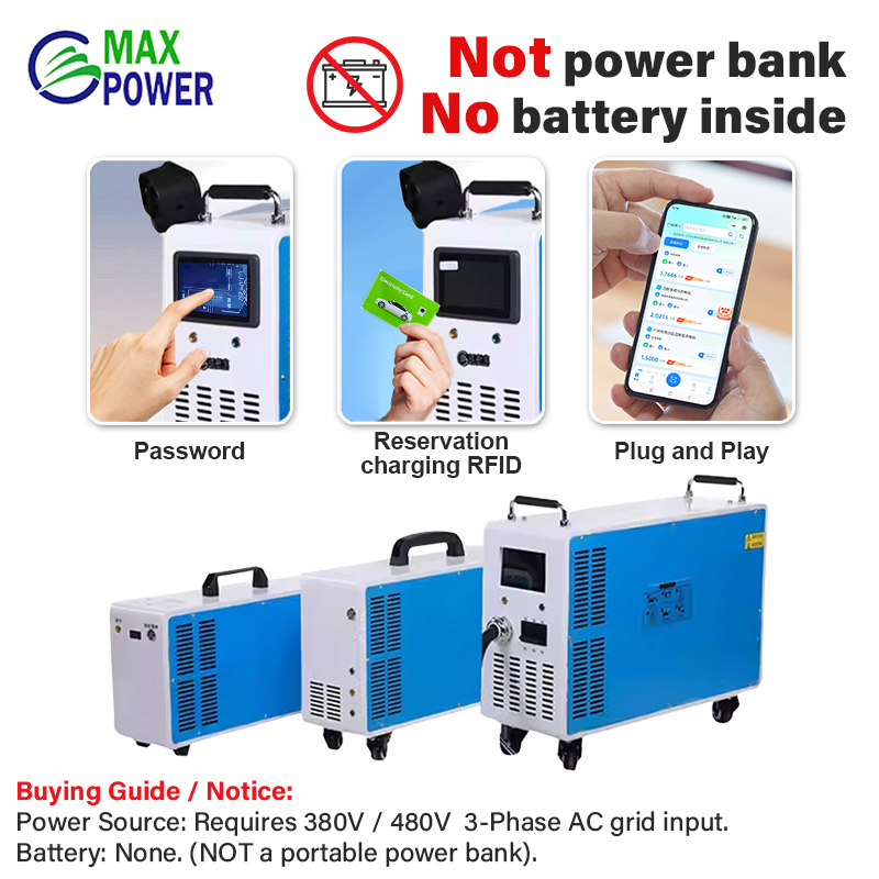 7kw-60kw 380V شاحن تيار متردد محمول للسيارات الكهربائية CCS1 CCS2 محطة شحن قابلة للتحريك