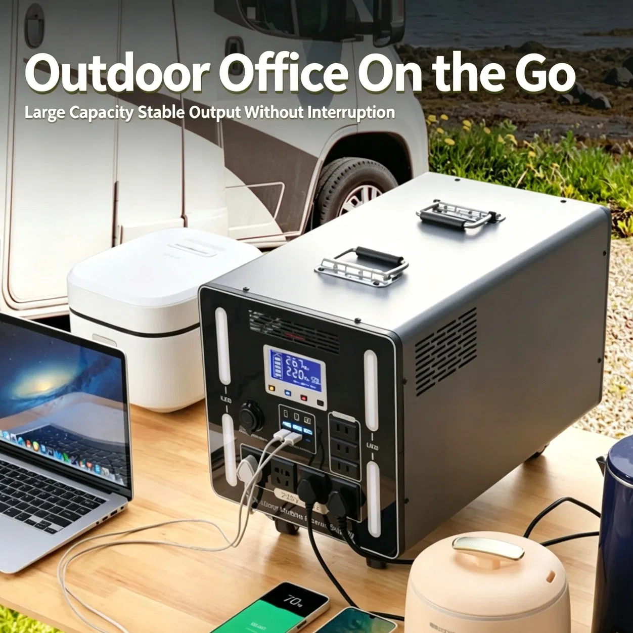محطة طاقة محمولة متعددة الوظائف للطوارئ للاستخدام الخارجي والتجاري 3000W 3500W 6000W LiFePO4