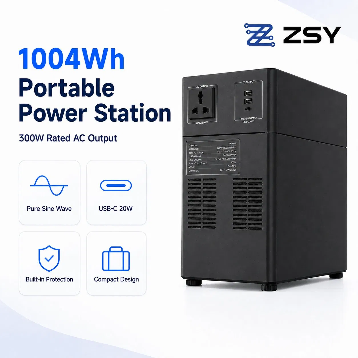 1004wh 300W محطة طاقة محمولة خارجية للتخييم والطوارئ
