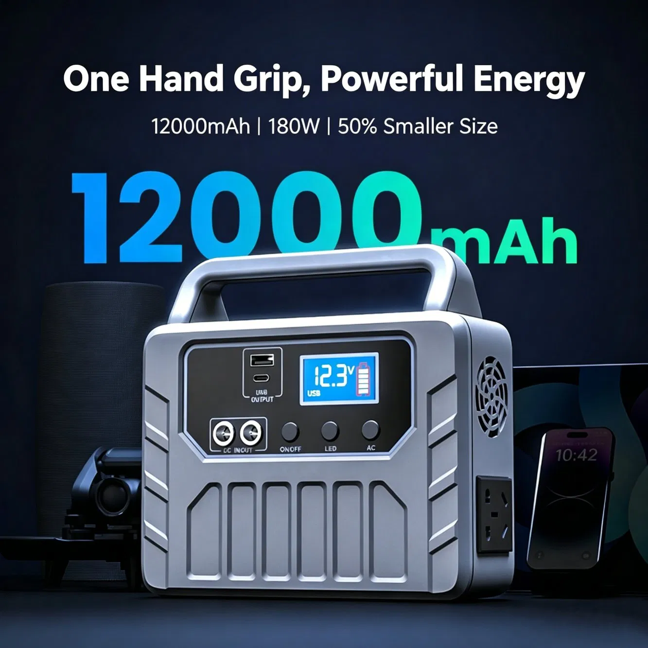 200W محطة طاقة محمولة عرض LCD طاقة احتياطية للطوارئ للأجهزة المنزلية