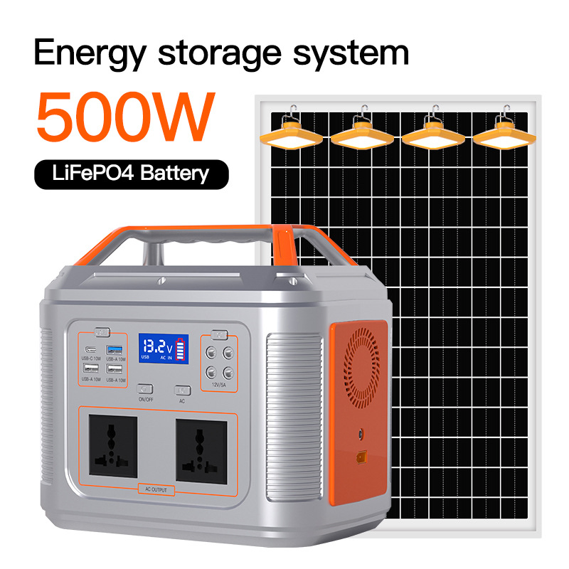 500W محطة طاقة محمولة 537wh LiFePO4 مولد بطارية شمسي للتخييم في الهواء الطلق واحتياطي الطوارئ المنزلي