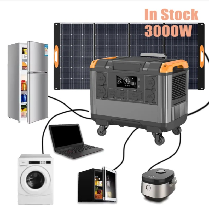 محطة طاقة محمولة صامتة للطوارئ 3000W مولد شمسي للطاقة