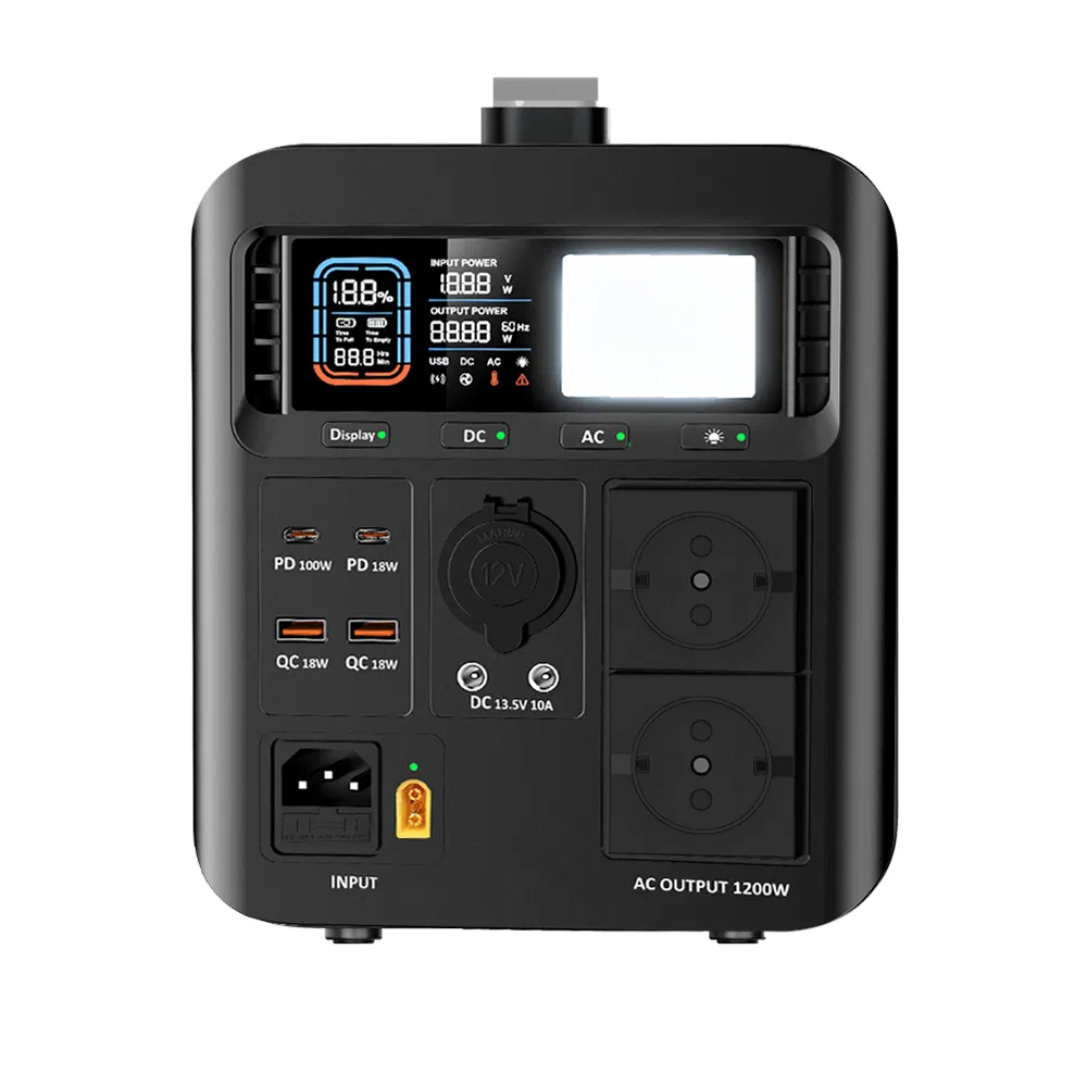 1000W 1200W نظام بطارية الطاقة الشمسية المحمولة خارج الشبكة لتوفير الطاقة الاحتياطية