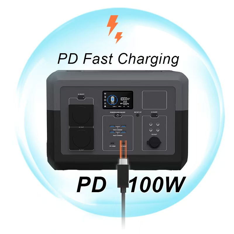1800W محطة طاقة شمسية محمولة مع قابس أمريكي محطة طاقة بطارية شمسية للتخييم مصدر طاقة محمول خارجي 110V