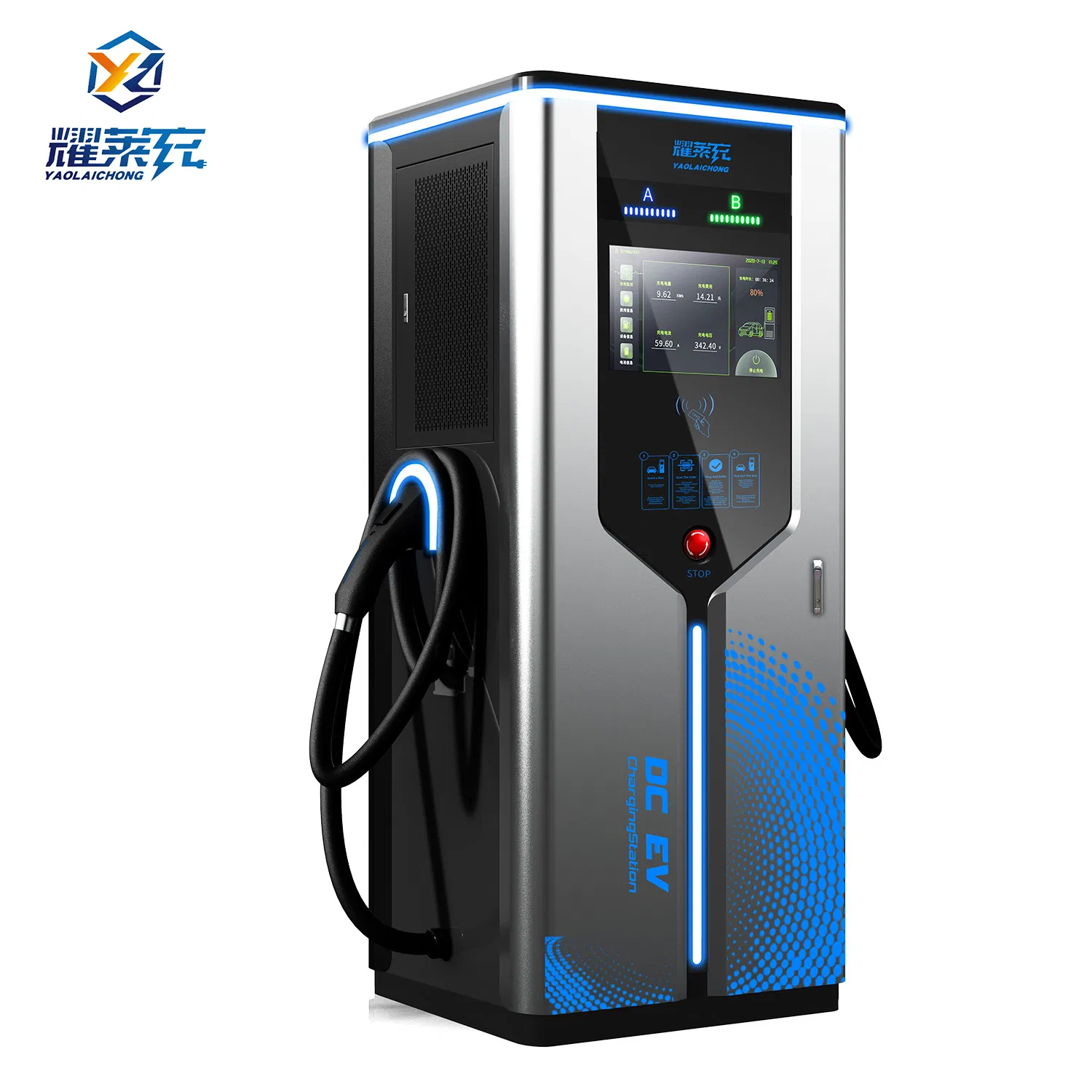 40kw 60kw 240kw تصميم مقبض محمول فعال لمحطة شحن محطات الشحن على الطرق السريعة بين المدن