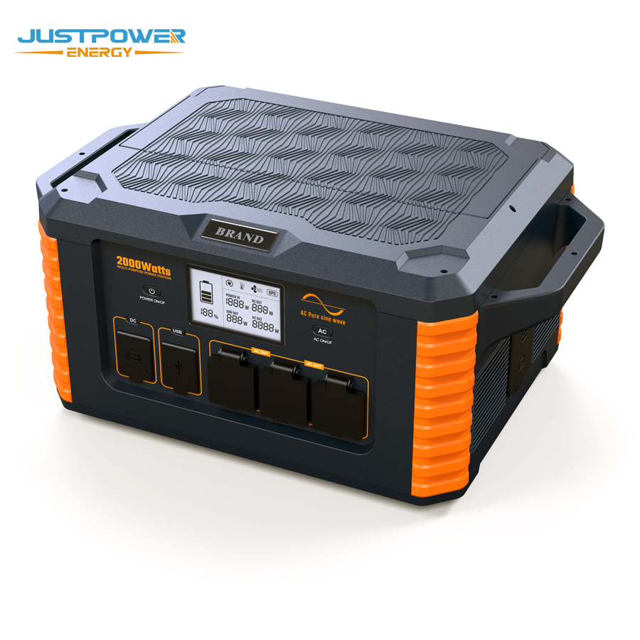 مولد شحن سريع لاسلكي بالطاقة الشمسية 2000W 220V محطة بنك طاقة محمولة ببطارية خلوية ثلاثية