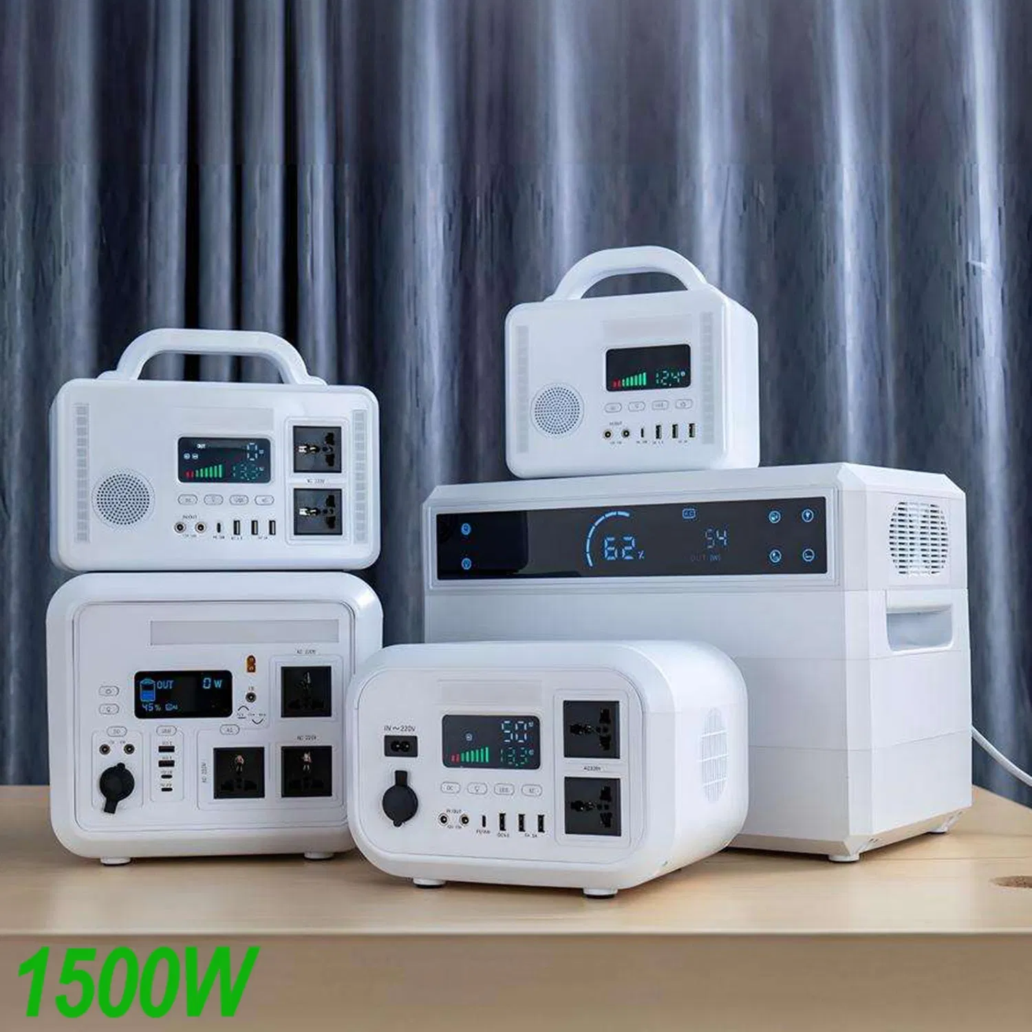 محطة طاقة محمولة 1500W, 1536wh LiFePO4 مولد شمسي، مصدر طاقة طارئ مع شحن شمسي للاستخدام المنزلي والتخييم