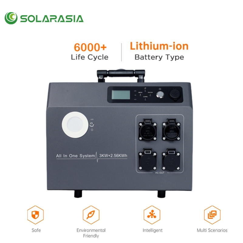 مبيعات مباشرة 220V محطات الطاقة المحمولة الخارجية 1000W 2000W 3000W 2.56kwh حل طاقة الطوارئ المنزلية لانقطاع الكهرباء